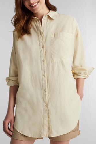 Esprit γυναικείο βαμβακερό πουκάμισο μονόχρωμο - 040EE1F323 Μπεζ 34